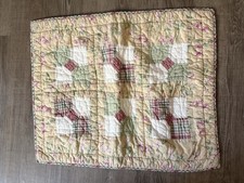 Vintage Handmade Quilted Floral Patchwork Crib Blanket Multicolor23x30