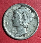 1937 US Mercury SILVER Dime XF! "Philadelphia" Mint! Old US Coin!