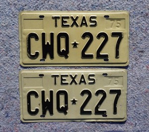 1975 TEXAS License Plate Plates PAIR / SET