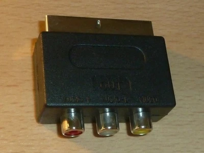 Adapter SCART-Stecker / 3 x Cinch-Buchsen (Audio L/R + Video), OUTPUT ! - Bild 1 von 3