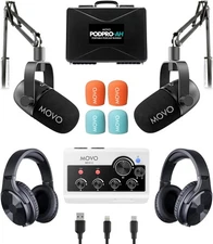 Movo Portable Podcast Equipment Bundle for iPhone/Android Phones- Podcast Kit