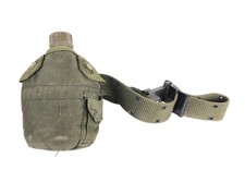 US Military Quart Hard Plastic Olive Drab Canteen in Cloth Carrier w/ Belt 1972