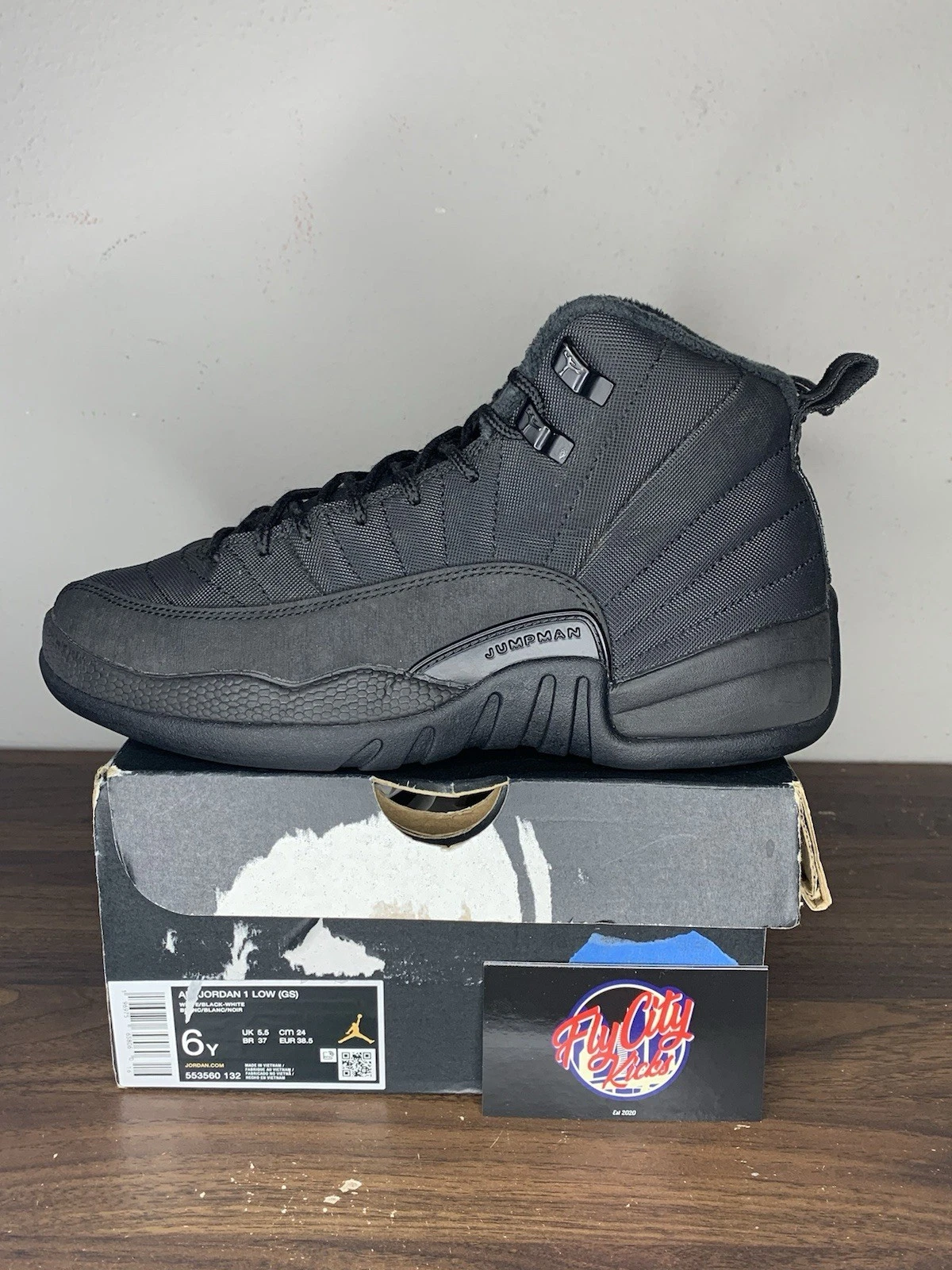 Nike Air Jordan 12 Retro Winter (Gs) All Black taglia 6Y donna taglia 7 5 [BQ6852 001]