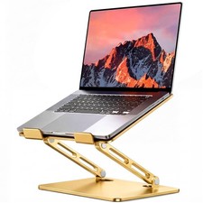 Aluminum Laptop Stand Portable Foldable Riser Ergonomic Adjustable Gold 1015.6
