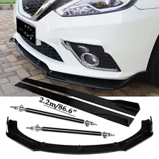 Front Bumper Lip Splitter Spoiler Strut Rods For Nissan Sentra 2010-2023