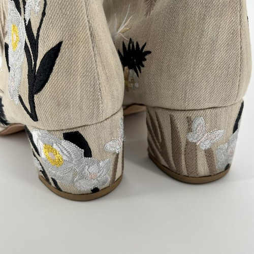Stivali Laurence Dacade Ricamati Western Caviglia Floreale Beige EU 39 US 8,5 Italia - Foto 11 di 16