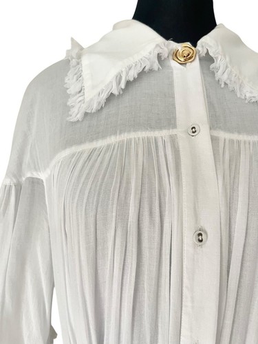 AJE Memento White Cotton Tiered Ruffle Shirt Maxi Dress Size 8 $695 - Picture 11 of 14