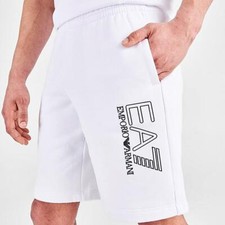 MEN'S 125 EA7 EMPORIO ARMANI AUTHENTIC 3D LOGO SHORTS Size MEDIUM 3LPS72 White