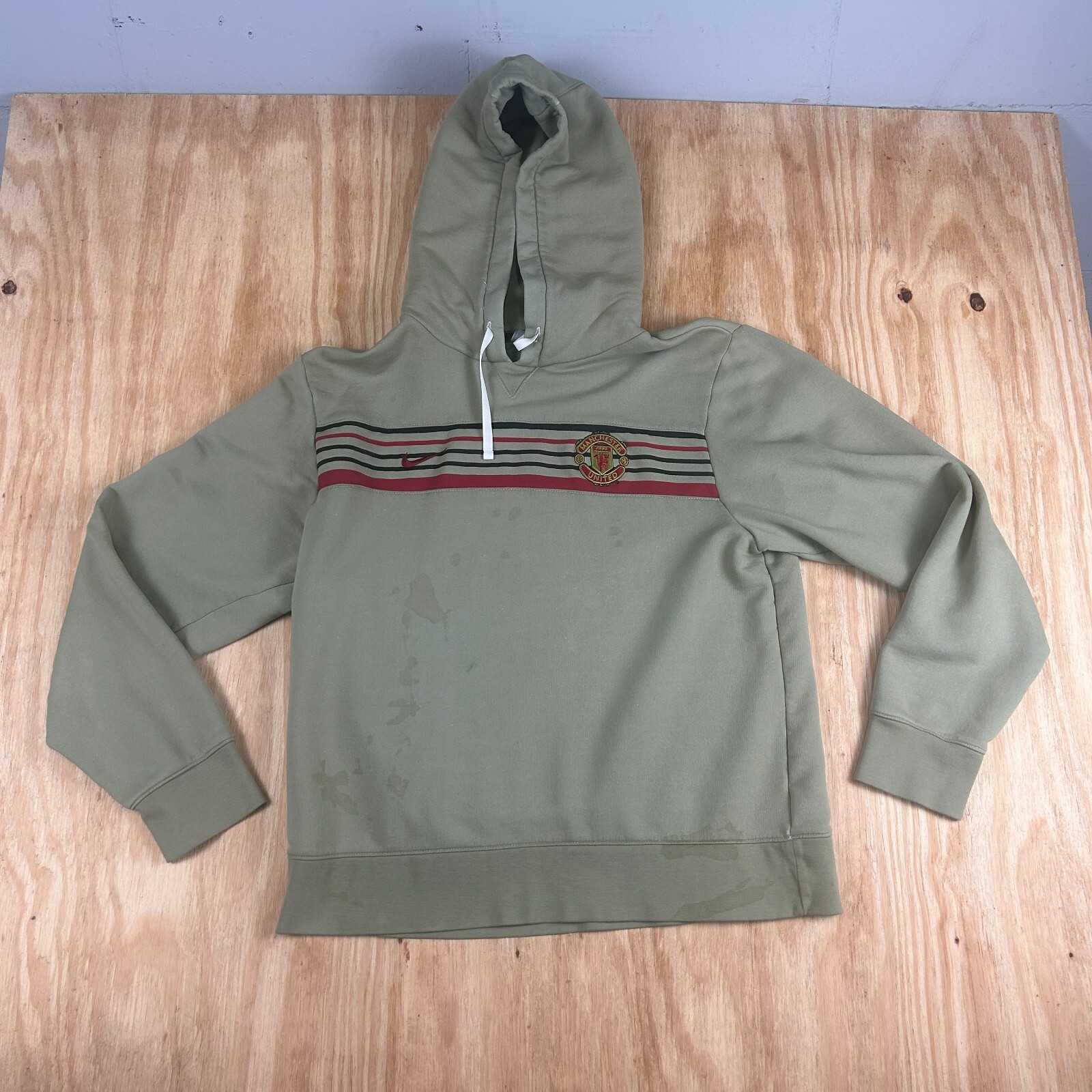 VTG Nike Silver Tag Manchester United Hoodie Sweatshirt Causal Men's L Green Y2K