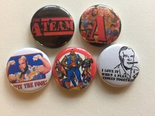 the A-TEAM 1" Pins Buttons Badges Set of 5 Retro 1980s Classic TV MR T
