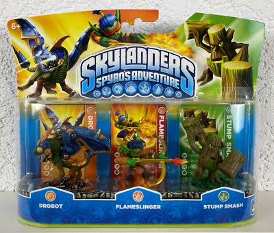 Skylanders Spyros Adventure Drobot / Flameslinger / Stump Smash Triple Pack Neu