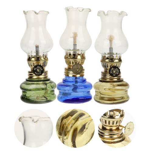 3PCS Oil Lamp Indoor Kerosene Lantern Vintage Style Hurricane Lamp Decoration - Picture 2 of 11