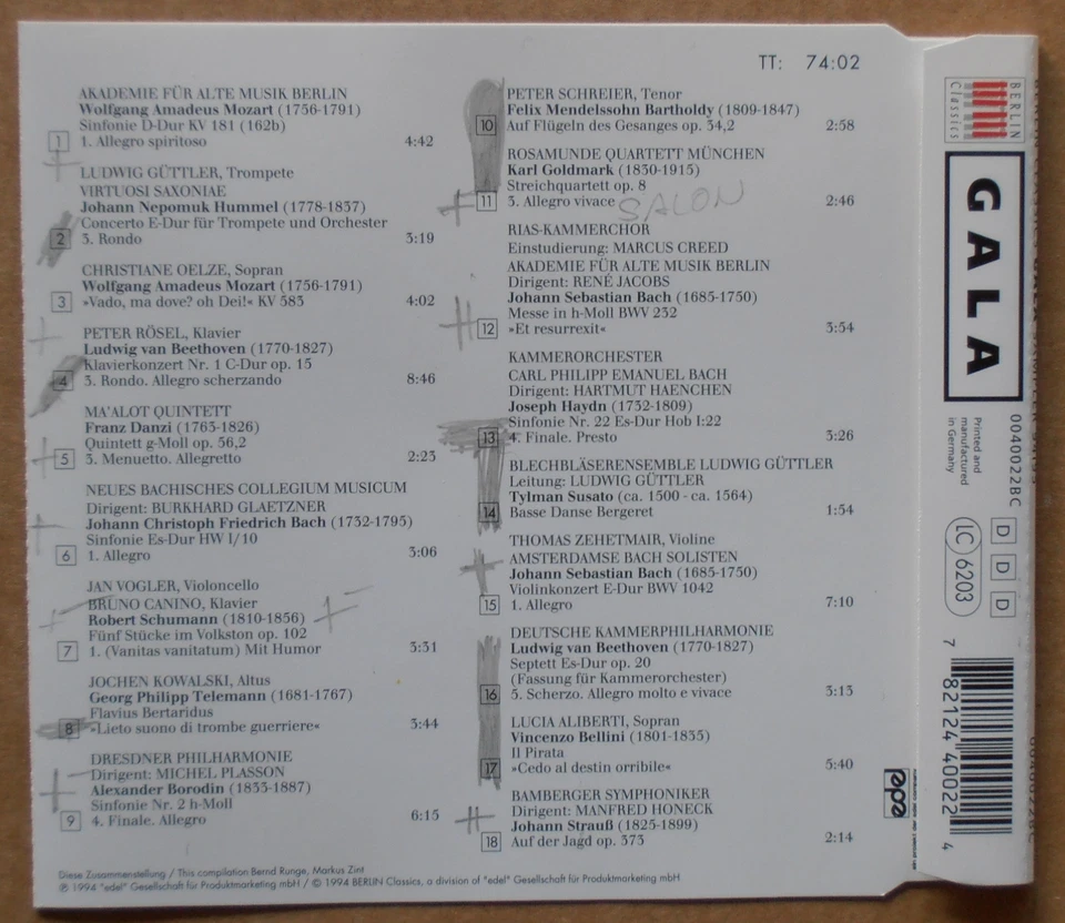 Gala Klassik Sampler 94/95 - CD - Bild 2 von 2