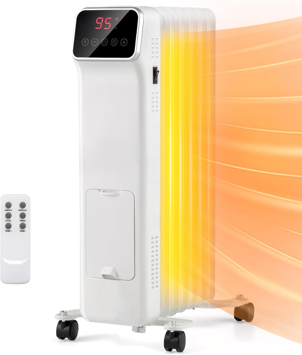 1500W Oil Filled Radiator Heater, Portable Electric Radiant Space Heater with Re