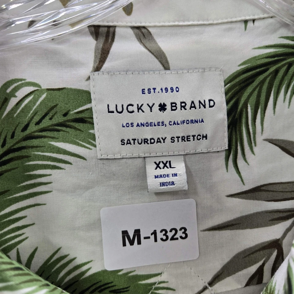 Camisa con botones Lucky Brand para hombre 2XL blanca floral sábado elástica hawaiana Foto 2 de 4
