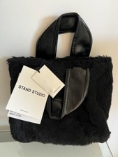 Stand Studio Lucille Black Wool-blend Fur Tote Bag $365 Msrp