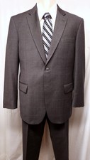 JOS A BANK Traveler's Collection Suit Gray Windowpane Plaid Tailored Fit 42