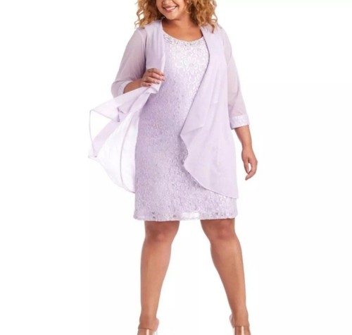 R & M RICHARDS Women's Short 2 Piece Lace Dress Size 22W