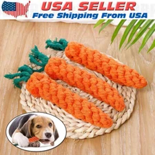 Dog Toys Braided Carrot Cotton Rope Puppy Cleaning Teeth Chew Bite Resistant ✨