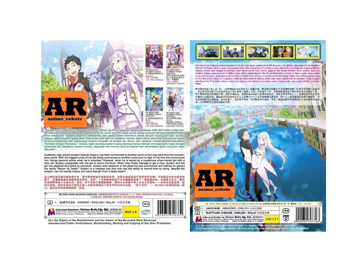 Eng dub of Re:Zero Kara Hajimeru Isekai Seikatsu Season 1-3 (1