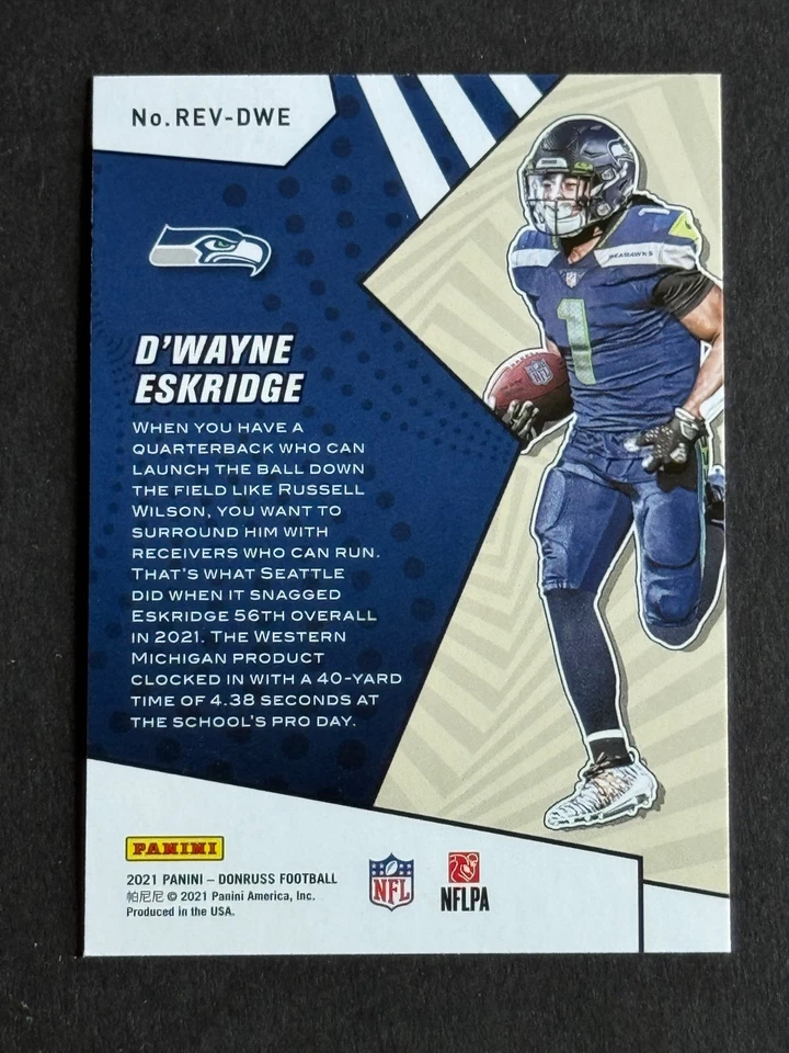 2021 Panini Donruss Rookie Revolution D'Wayne Eskridge #REV-DWE Rookie RC - Image 2 of 2