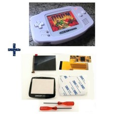 V2 IPS Backlight LCD For Game Boy Advance GBA and Pre-cut Full White Shell Case