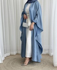 2pcs Set Muslim Women Kids Girls Open Cardigan Kaftan With Inner Dress Abaya Eid