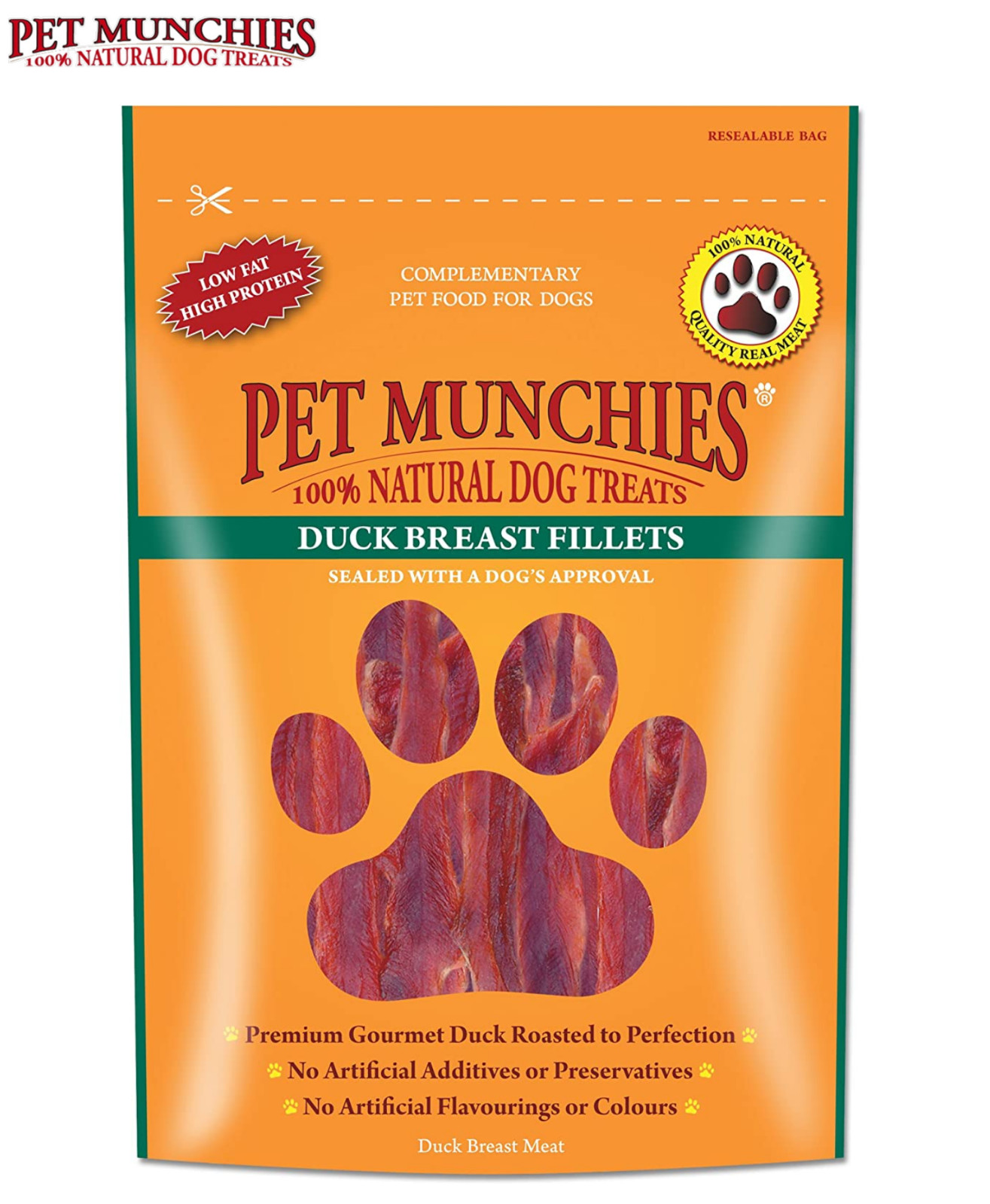 PET MUNCHIES DUCK BREAST FILLETS DOG PUPPY TREATS 100% NATURAL MEAT CHEWS 80G