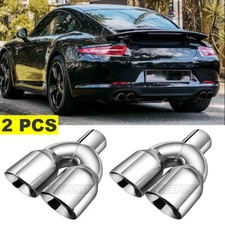 For Porsche 911 Panamera 2 PCS Dual 2.5" ID 3.5" OD Dual Exhaust Pipe Tips Rear