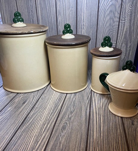 Antique Metlox Poppytrail Rooster Canister Set of 4 Flour Sugar Tea USA 50’s - Picture 12 of 24