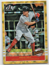 2019 Donruss Baseball Highlight Gold Prizm Brock Holt #H11  92/99 BOSTON RED SOX