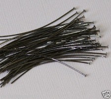 250 pcs of Gunmetal Plated Brass Headpin 2 inch - 22G