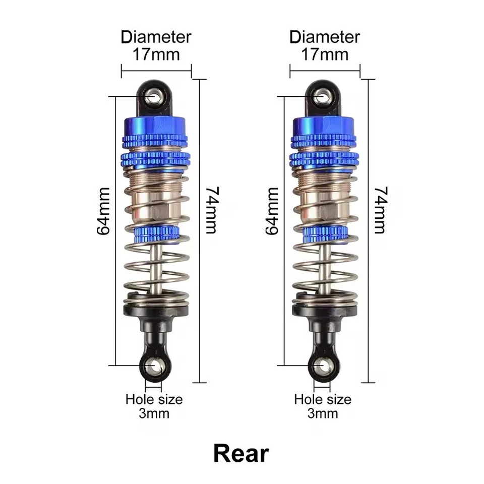 Amortiguador trasero WLtoys OEM 124016 124018-1849 1/14 y 1/12 144010 144011 2x Foto 3 de 4
