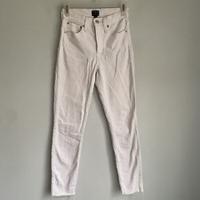 J.CREW 10  High Rise Skinny Jeans White Size 24 Frayed Hem Stretch Denim Jean