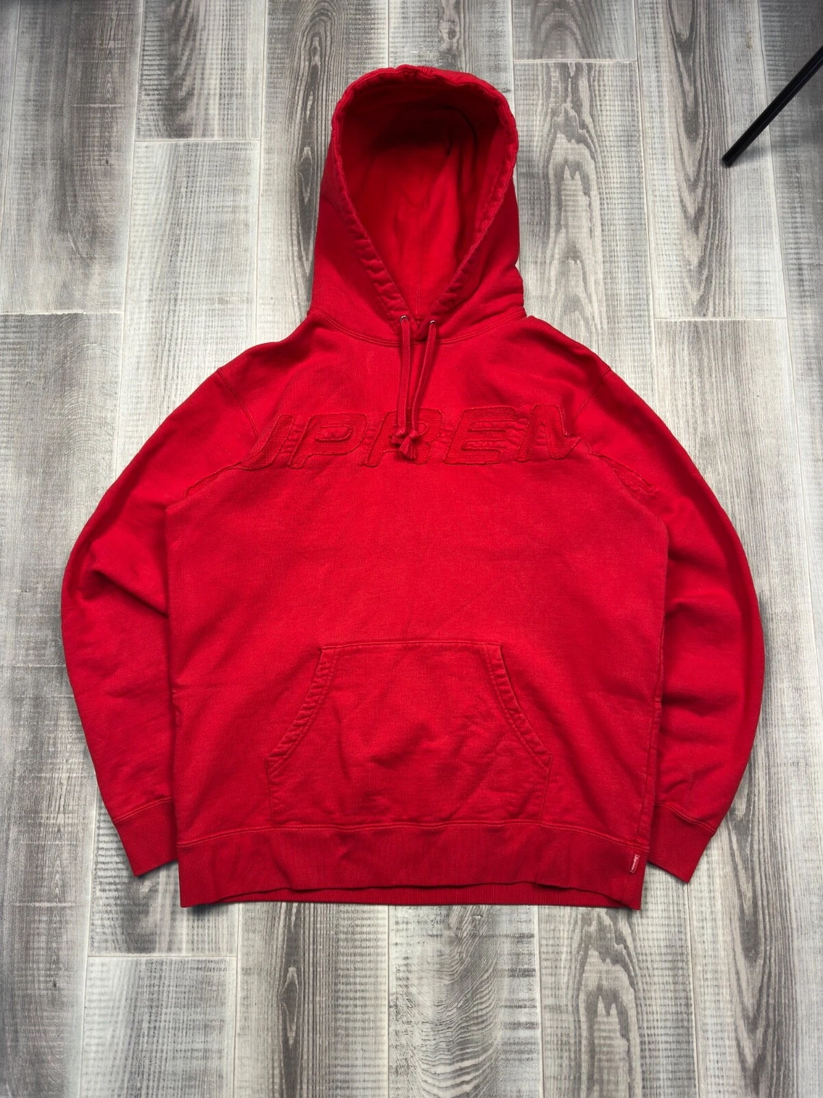 Ensemble SUPREME à capuche logo coton SS19 rouge homme taille L