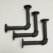 3 Industrial Iron Pipe Shelf Brackets for Floating Shelves 6" Metal Pipes Rustic