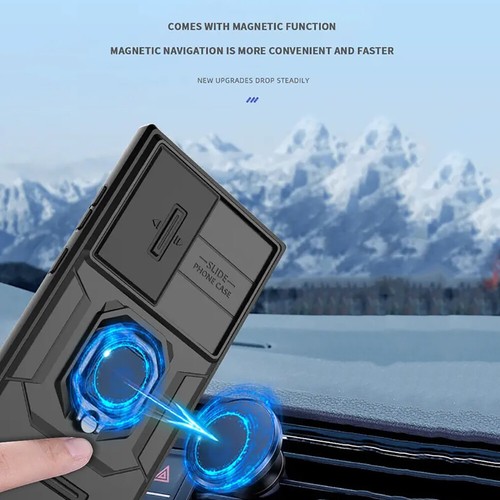 Ring Holder Stand Sliding Lens Protection Case For Samsung Galaxy S23 Ultra Plus - Picture 4 of 20