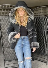 Black Shearling Jacket With Hood