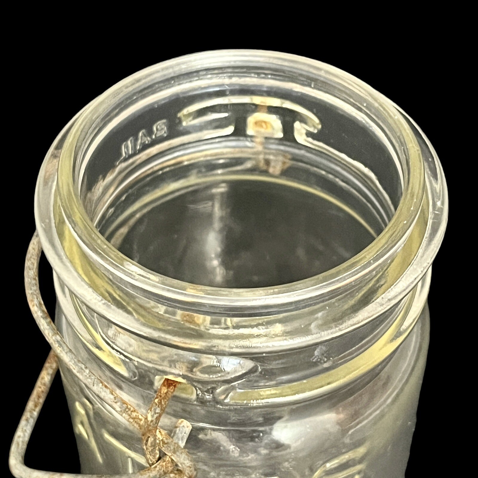 VTG Hazel ATLAS E-Z Seal Pint Clear Glass Jar w/ Wire Bail & Lid