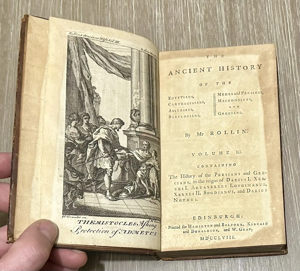 ANCIENT HISTORY BY MR. ROLLIN 1758 / Volume 3 / See Photos / Antique - Image 3 of 4
