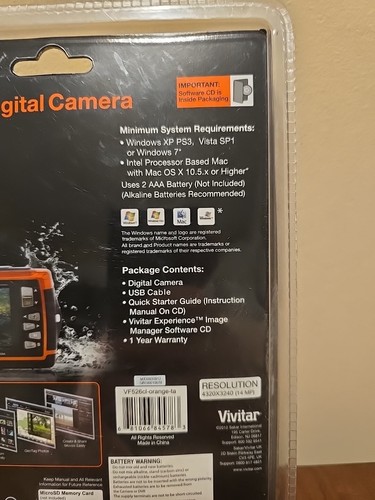 Vivitar VF526 Dual Screen Water Proof 14 MP Digital Camera - Orange - New - Picture 7 of 12