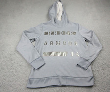 Under Armour Hoodie Womens Small Gray ColdGear Pullover Fleece Metallic Logo