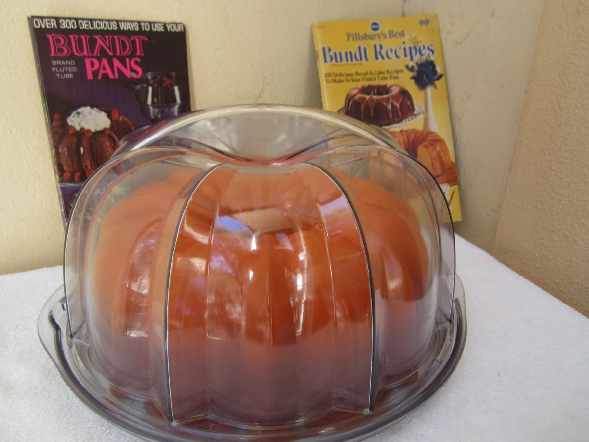 Nordic Ware Deluxe Bundt Cake Keeper W/ Orange Bundt Pan &2 Bundt Recipe  Books