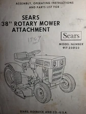 Sears Custom Garden Tractor 38" Mower Implement Owner & Parts Manual 917.250123