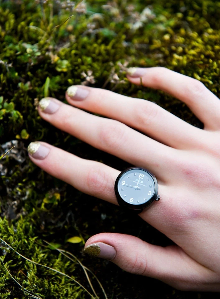 Reloj Anillo Colección La Mer Acabado Oro IP Vintage Talla 7 Foto 2 de 3