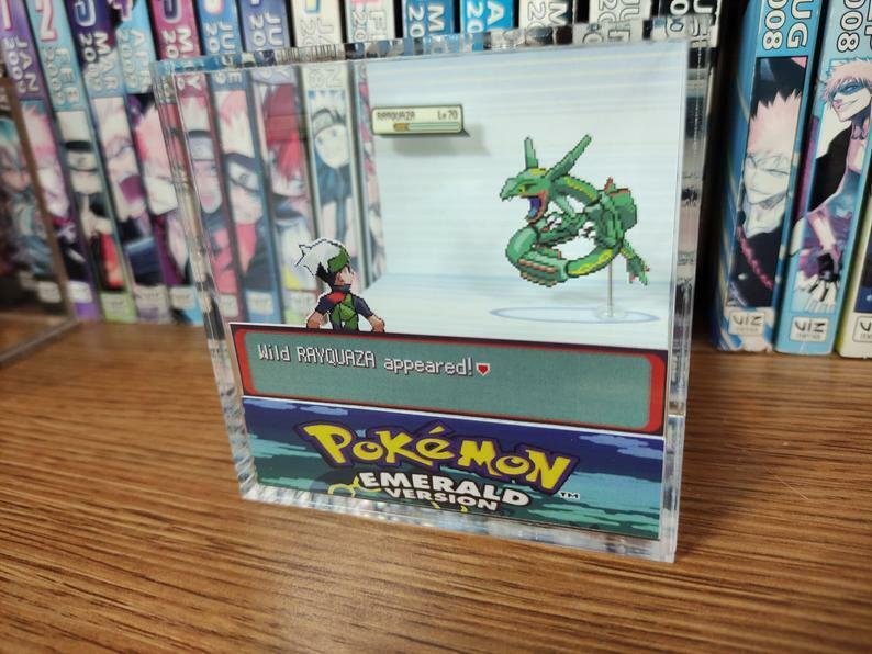 Pokemon Shiny Rayquaza Encounter Handmade Diorama - Gameboy Gaming Cube- Fanart