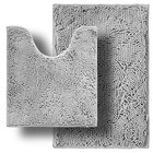 Bathroom Rugs Sets 2 Piece, Ultra Soft 20"x20"U-Shaped+20"x32" Light Gray
