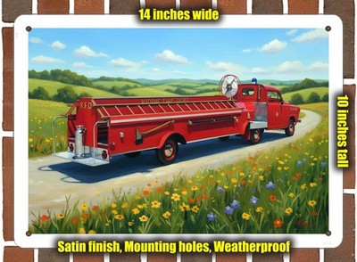 Metal Sign - 1951 Crosley Fire Hook and Ladder 1 Oil Painting - 14x10