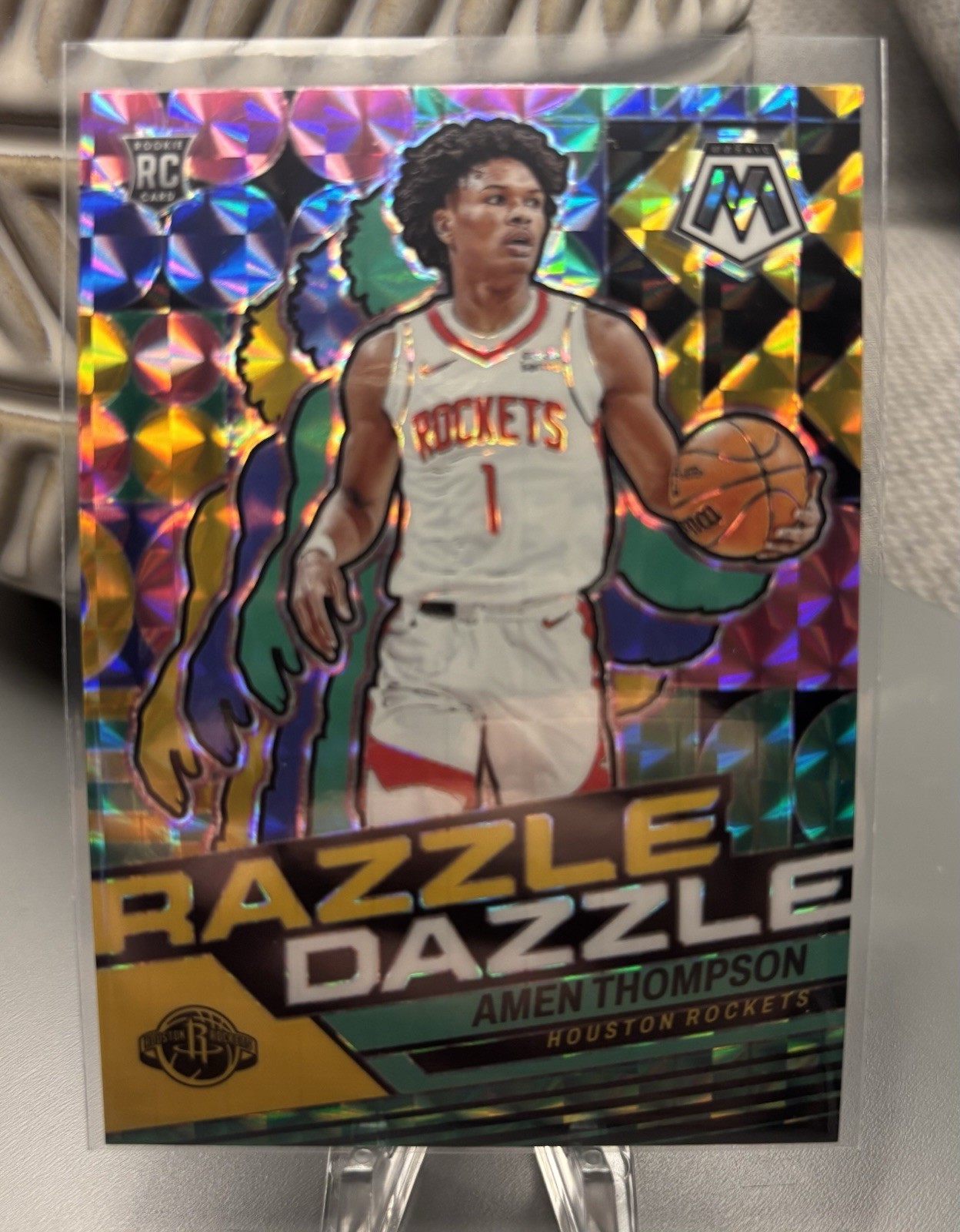 2023-24 Mosaic Amen Thompson Razzle Dazzle RC Rookie #13 Rockets Case Hit SSP!!!