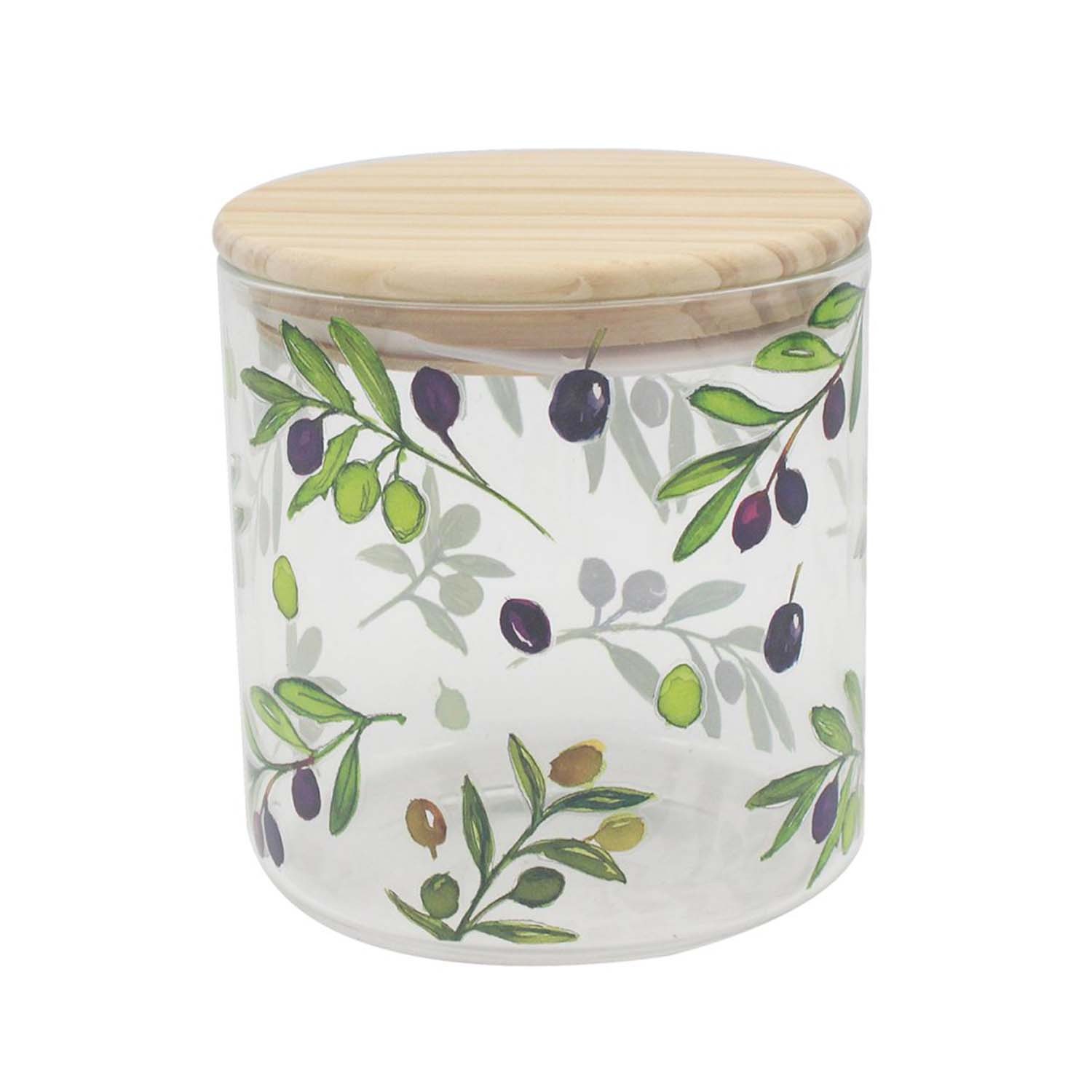 Glass Storage Jar 0.8L Jennifer Rose Olive Grove Airtight Kitchen Canister Small
